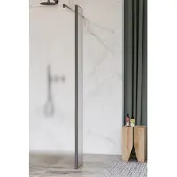 FortiFura Galeria zijwand - 30x200cm - mat glas - 8mm - met hoekprofiel - Geborsteld Gunmetal PVD SW797931 / SW798732