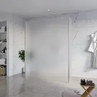 FortiFura Galeria Vrijstaande Inloopdouche - 160x200cm - glas mat - antikalk - 8mm veiligheidsglas - 2 zijwanden 30cm - wandsteunen en hoekprofielen - PVD - geborsteld RVS SW927769