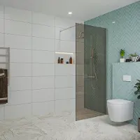 FortiFura Galeria inloopdouche - 90x200cm - rookglas - wandarm - Geborsteld RVS PVD (RVS) SW797938/SW797908