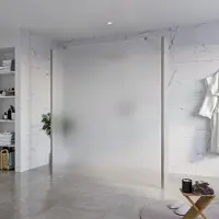 FortiFura Galeria Vrijstaande Inloopdouche - 180x200cm - Glas mat - antikalk - 8mm veiligheidsglas - 2 zijwanden 30cm - wandsteunen en hoekprofielen - Geborsteld Gunmetal PVD SW927771