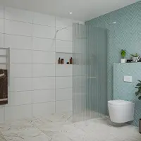FortiFura Galeria inloopdouche - 100x200cm - ribbelglas - wandarm - Geborsteld RVS PVD (RVS) SW797955/SW797908