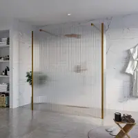FortiFura Galeria Vrijstaande Inloopdouche - 180x200cm - helder geribbeld - antikalk - 8mm veiligheidsglas - 2 zijwanden 40cm - wandsteunen en hoekprofielen - PVD - geborsteld koper SW927772