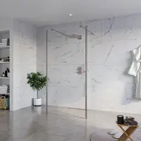FortiFura Galeria Vrijstaande Inloopdouche - 100x200cm - Helder - antikalk - 8mm veiligheidsglas - 2 zijwanden 30cm - wandsteunen en hoekprofielen - Geborsteld Gunmetal PVD SW927771