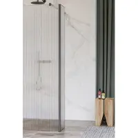 FortiFura Galeria zijwand - 30x200cm - ribbel glas - 8mm - met hoekprofiel - Geborsteld Gunmetal PVD SW797945 / SW798732