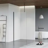 FortiFura Galeria inloopdouche - 90x200cm - helder glas - plafondarm - Geborsteld Gunmetal PVD SW797926/SW797907/SW804545
