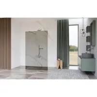 FortiFura Galeria Vrijstaande Inloopdouche - 140x200cm - Rookglas - antikalk - 8mm veiligheidsglas - wandsteunen - Geborsteld RVS PVD (RVS) SW927769 2x/SW797946