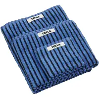 Tekla Unisex Hand Towel Blue & Black Maat: 50x90 | Handdoeken Outlet | Unisex | Blauw