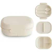 Mushie Lunchbox Met Vakjes & Bestek | Ivory