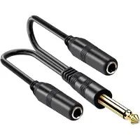 Dolphix 6,35mm Jack (m) - 2x 6,35mm Jack (v) mono splitter | verguld | 0,30 meter