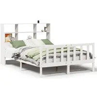 vidaXL Bed met boekenkast zonder matras grenenhout wit 160x200 cm