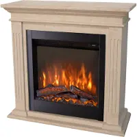 Xaralyn Elektrische haard - Cadiz ELE-SWP - wit gepolijst natuursteen - 1500 Watt verwarming - met afstandsbediening - haardombouw inclusief inbouwhaard - schouw