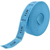 Combicraft Consumptiebonnen op rol met eurobedrag - 2 euro in blauw - 5 rollen - 5x1000 bonnen