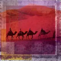 Safaary Arabisch schilderij Herd of Camels Rood