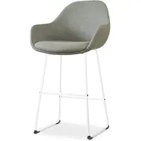 Nolon Nino-Mae Barkruk Saliegroen - Wit Onderstel - 75 cm - Hoge Kruk - Barkruk met Rugleuning - Design - Scandinavisch - Comfortabel