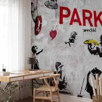 Karo-art 350cm X 245cm - Fotobehang - [Banksy] Graffiti Diveristy