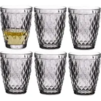 Vivalto Drinkglazen/waterglazen Diamonds - tumblers - grijs glas - set 6x stuks - 250 ml