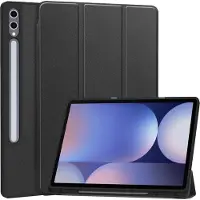 Ntech Tablet Hoes Geschikt voor Samsung Galaxy Tab S10 Plus / S9 FE Plus hoes Zwart tri-fold bookcase met auto/wake functie