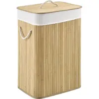 Juskys Bamboe Wasmand Curly - 72 L - Natuur - Uitneembare Waszak