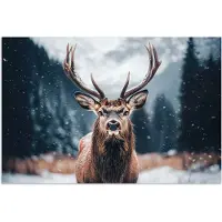 PosterMonkey Poster 180x120 cm - Hert - Dieren - Landschap - Winter - Sneeuw - Posters - Kamer decoratie - Wanddecoratie woonkamer - Muurdecoratie slaapkamer XXL