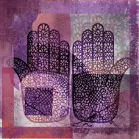 Safaary Oosters schilderij Mehndi hands Dai Paars