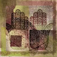 Safaary Oosters schilderij Mehndi hands Dai Bruin