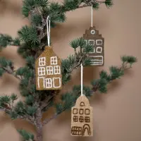 Sjaal met Verhaal Hangers Vilt Complete Set - Grachtenhuisjes Gingerbread - 11x6cm - Fairtrade