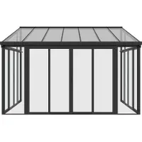 Juskys Aluminium Overkapping / Serre - Grijs - Incl. Zijwanden & Schuifdeur