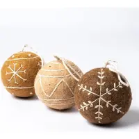 Sjaal met Verhaal Kerstballen Vilt Complete Set - Gingerbread - 8cm - 3 Stuks - Fairtrade