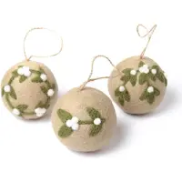 Sjaal met Verhaal Kerstballen Vilt Complete Set - Mistletoe - 8cm - 3 Stuks - Fairtrade