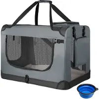 Juskys – Lassie Hondentransportbox – 60 x 42 x 44 cm – Voorzien Van Uitneembaar Kleed En Inklapbaar Frame – Voor Kleine En Middelgrote Honden – Grijs Oxford-Stof