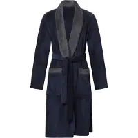 Gentlemen - heren badjas - coral fleece - navy/grijs - S/M