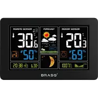 BRASQ Draadloos Weerstation binnen en buiten - Hygrometer - Luchtvochtigheidsmeter - Met buitensensor tot 60 meter - Thermometer - Barometer - inclusief batterijen