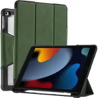 Ntech Tablet hoes geschikt voor iPad 9e/8e/7e Generatie 10.2 inch Smart Case Groen met Harde Doorzichtige Achterkant / Sleep/Wake Functie iPad 2021 hoes premium leren case
