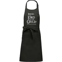 Kariban mijncadeautje - Luxe - Barbecueschort - BBQ schort - The Lord of the Grill - The return of the BBQ - Met voornaam - chique grijs