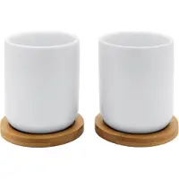 Bredemeijer - Theemok Umea met bamboe onderzetters - 200ml - Wit - s/2