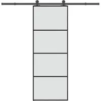 vidaXL - Schuifdeur - met - beslag - 76x205 - cm - ESG-glas - en - aluminium