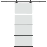 vidaXL - Schuifdeur - met - beslag - 90x205 - cm - ESG-glas - en - aluminium