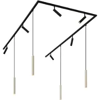 QAZQA Modern railsysteem met 6 spots en 4 hanglampen beige met zwart 1-fase - Slimline Uzzy Keno