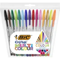 BIC Cristal Multicolour Balpennen Brede Punt (1.6 mm) - Verschillende Kleuren - Pak van 15 Stuks