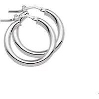 Trendjuwelier huiscollectie Creolen Ronde Buis Zilver Gerhodineerd Glanzend 3 mm x 24 mm