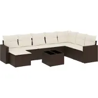 vidaXL 9-delige Loungeset met kussens poly rattan bruin