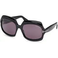 Tom Ford Glanzend Zwarte Oversized Zonnebril In Rookkleur