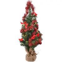 Kaemingk Mini kerstboom tafelboom mini D-H-Z boom h60 cm-20L groen/rood