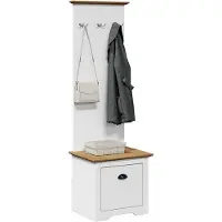 vidaXL Gangkast met haken BODO 50x40x157 cm wit en bruin