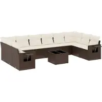 vidaXL 11-delige Loungeset met kussens poly rattan bruin