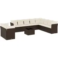 vidaXL 11-delige Loungeset met kussens poly rattan bruin