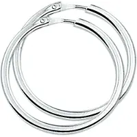 Trendjuwelier huiscollectie Creolen Vierkante Buis Zilver Gerhodineerd Glanzend 2 mm x 28 mm