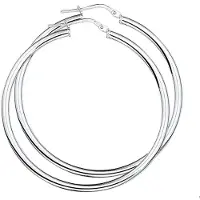Trendjuwelier huiscollectie Creolen Ronde Buis Zilver Glanzend 3 mm x 45 mm