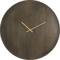 Light & Living Klok Ø56 cm VETI mango hout donker bruin+goud