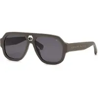 Philipp Plein Zonnebril SPP143 58/16/150 Olijfgroen mat Acetaat MAN SPP143